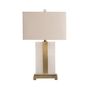 cream woven table lamp in a elegant modern bedroom setting