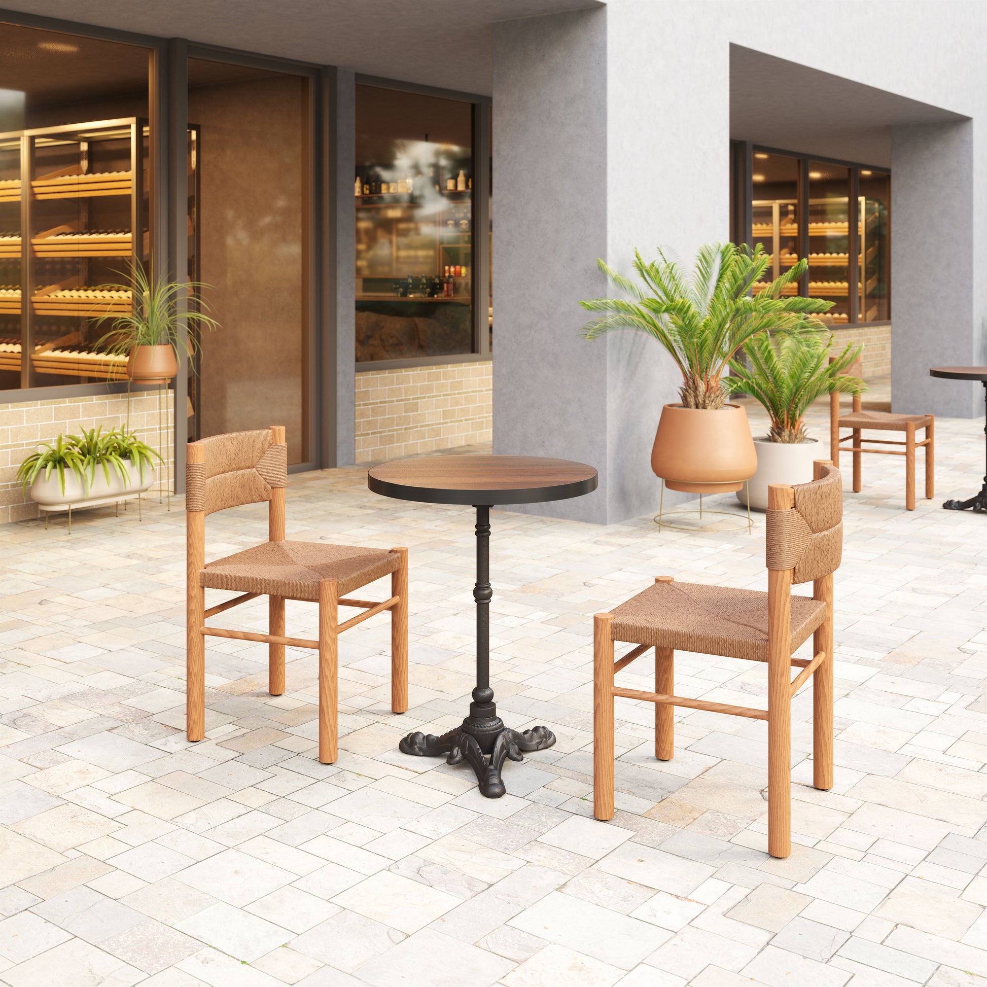Iska Dining Chair (Set of 2) Natural styled for a transitional patio space.