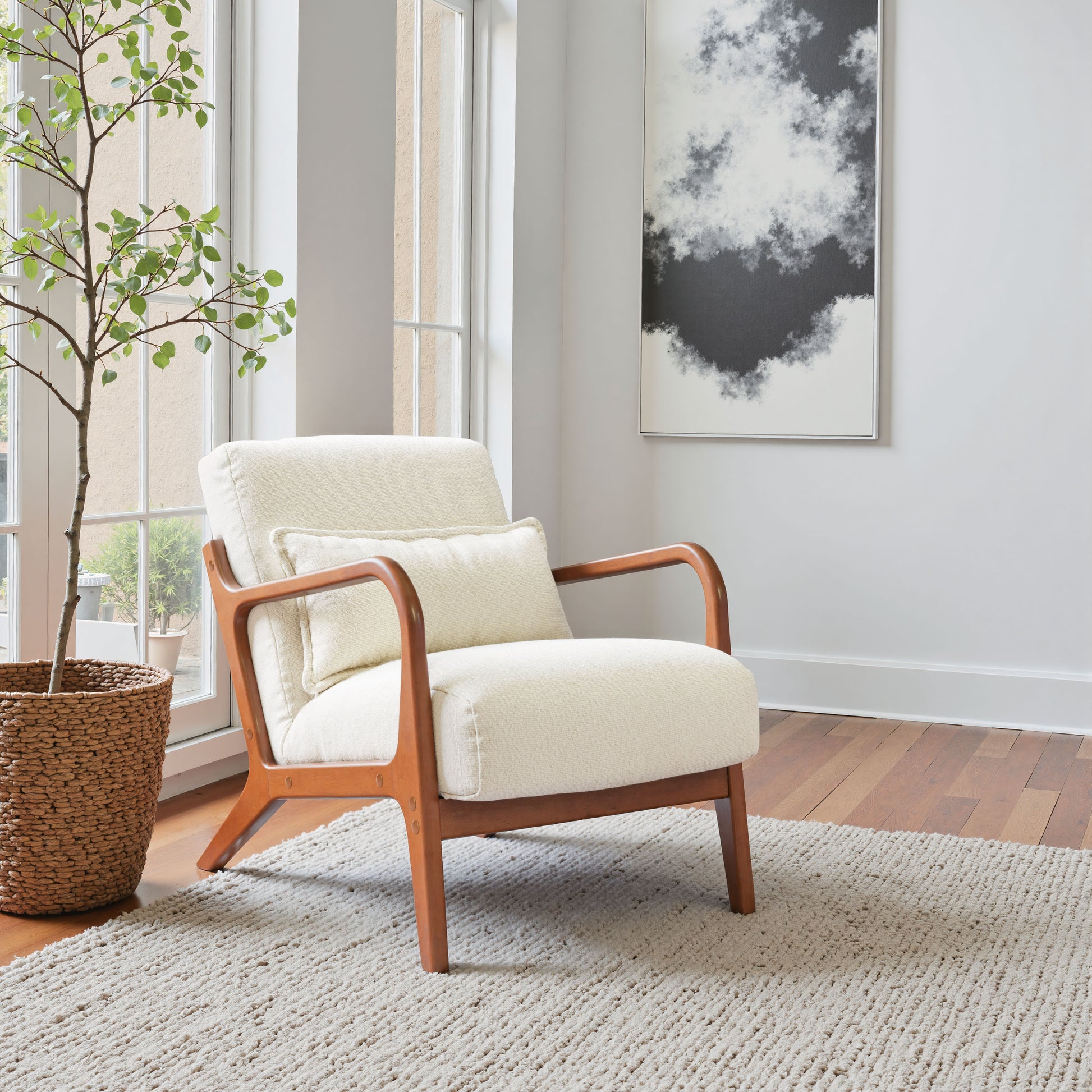 Macio Accent Chair Cream styled for a transitional living room space.