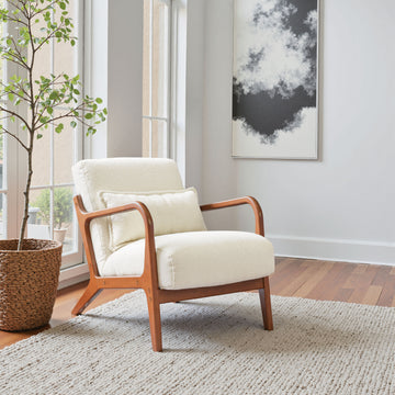 Macio Accent Chair Cream styled for a transitional living room space.