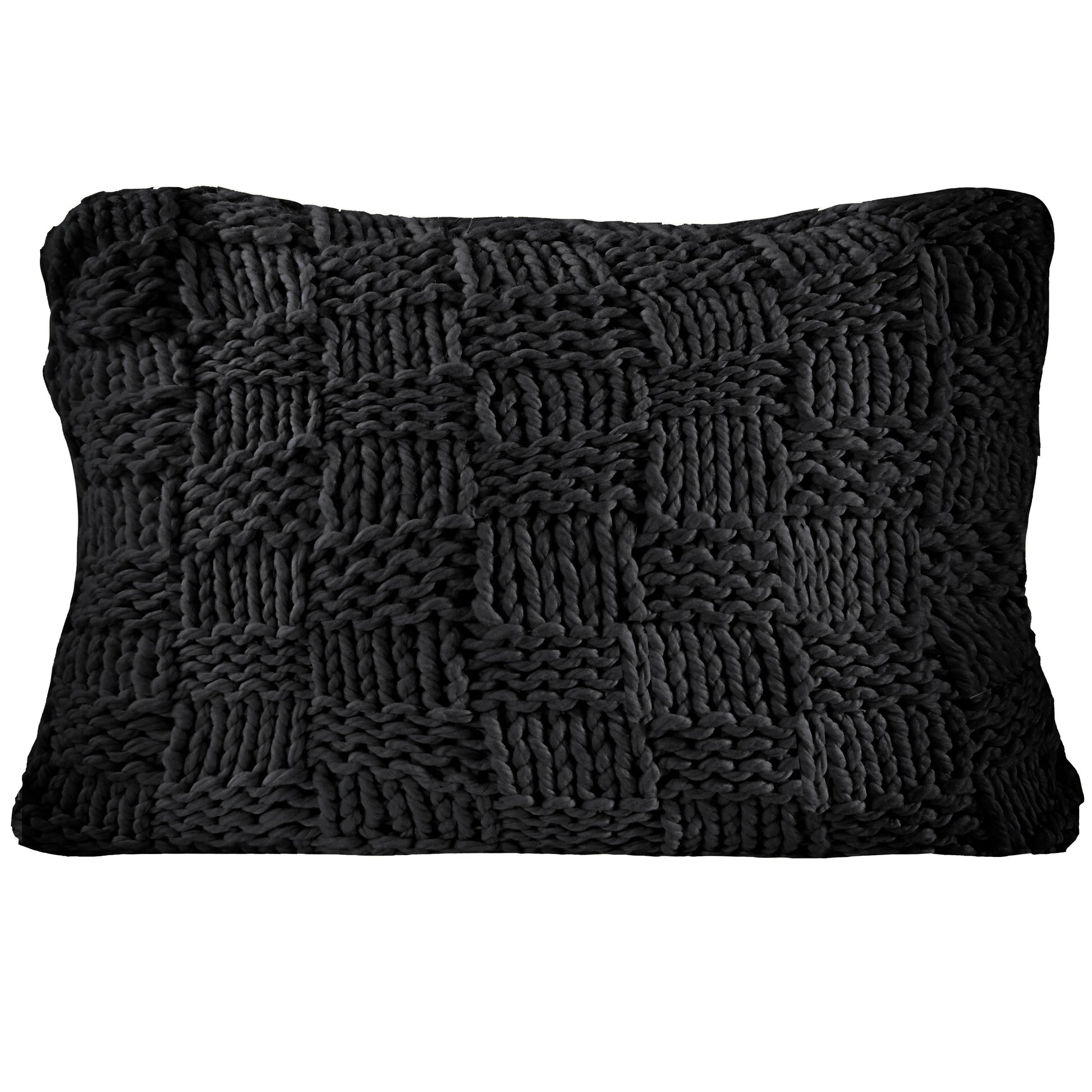 Dark gray textured pillow on a white background
