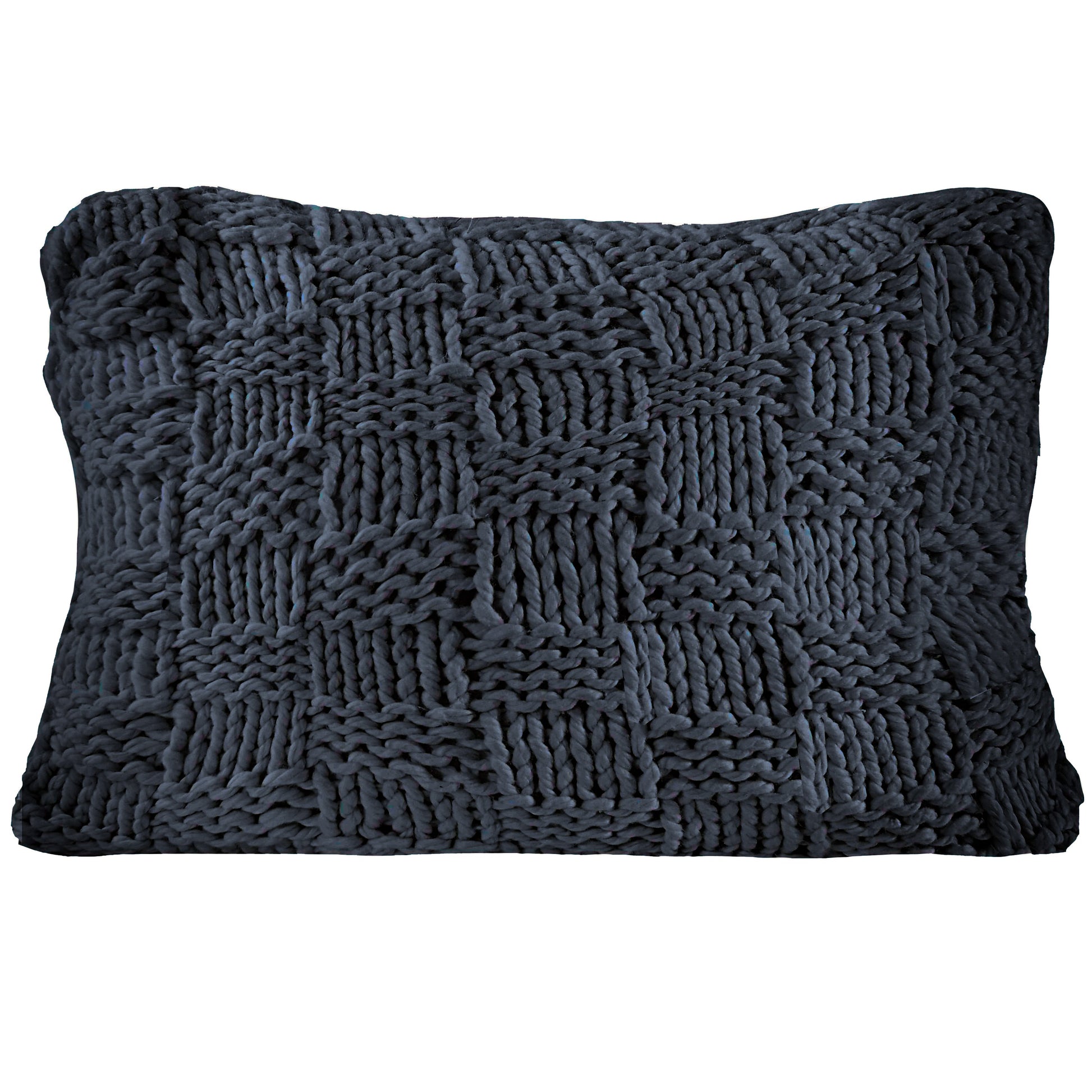 Textured dark gray pillow on a white background