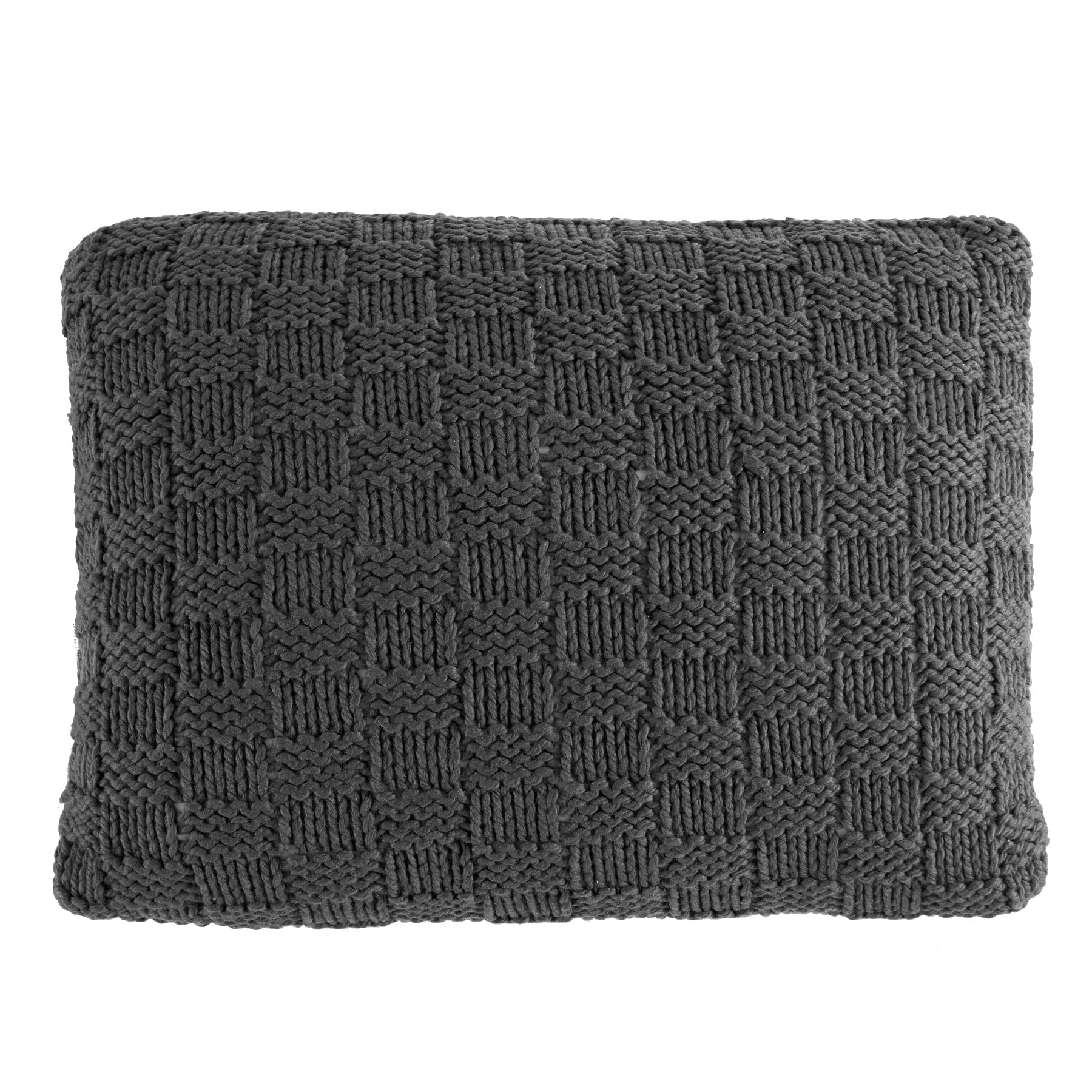 Textured gray rectangular pillow on a white background