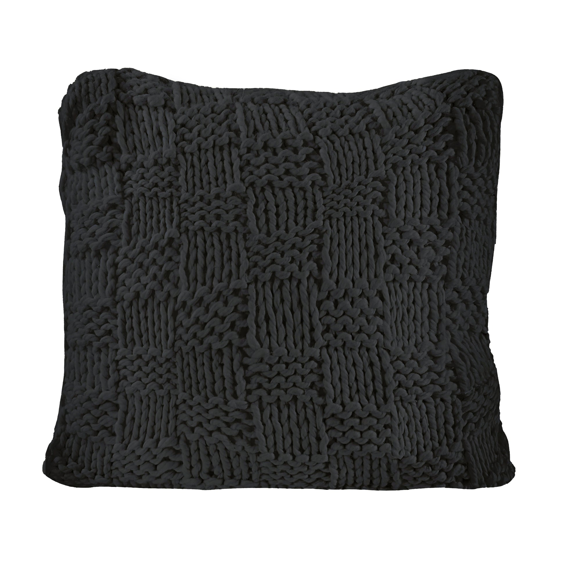 Dark gray textured pillow on a white background