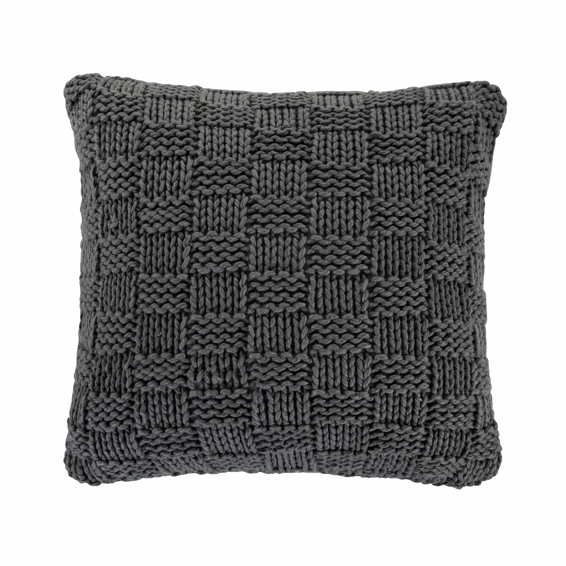 Textured gray pillow on a white background