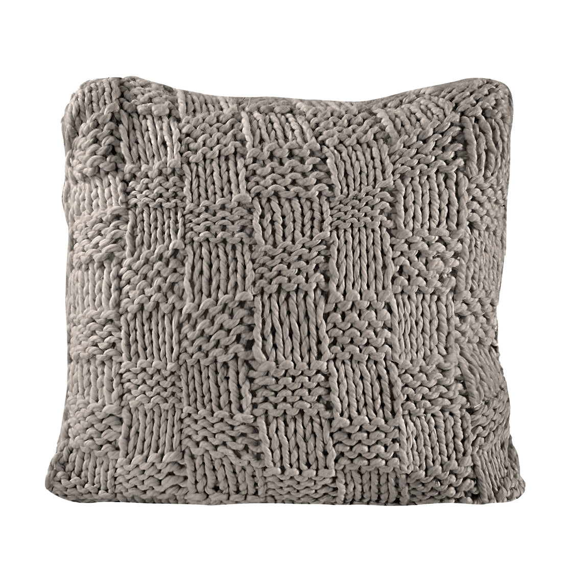 warm-toned brushed metal pillow sham styled in a mid-century minimalist entryway