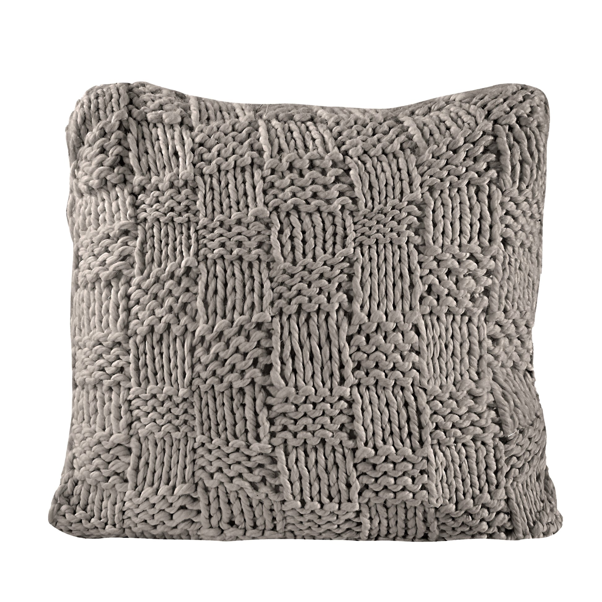 warm-toned brushed metal pillow sham styled in a mid-century minimalist entryway