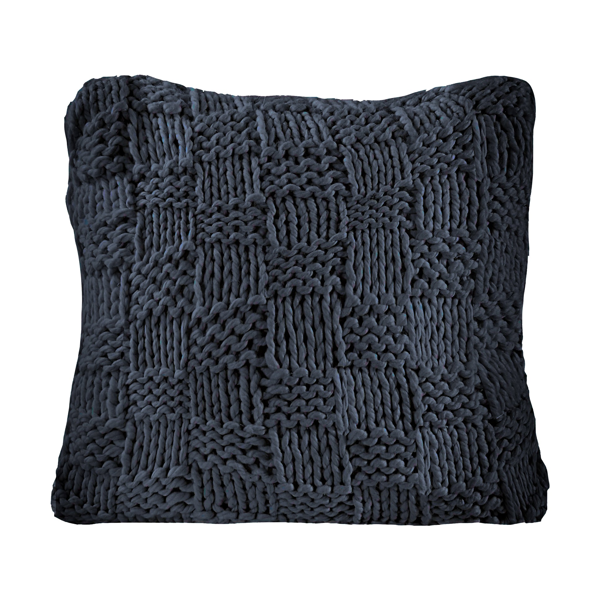 Textured dark gray pillow on a white background