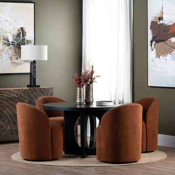 beige plush accent table in a coastal guest room setting