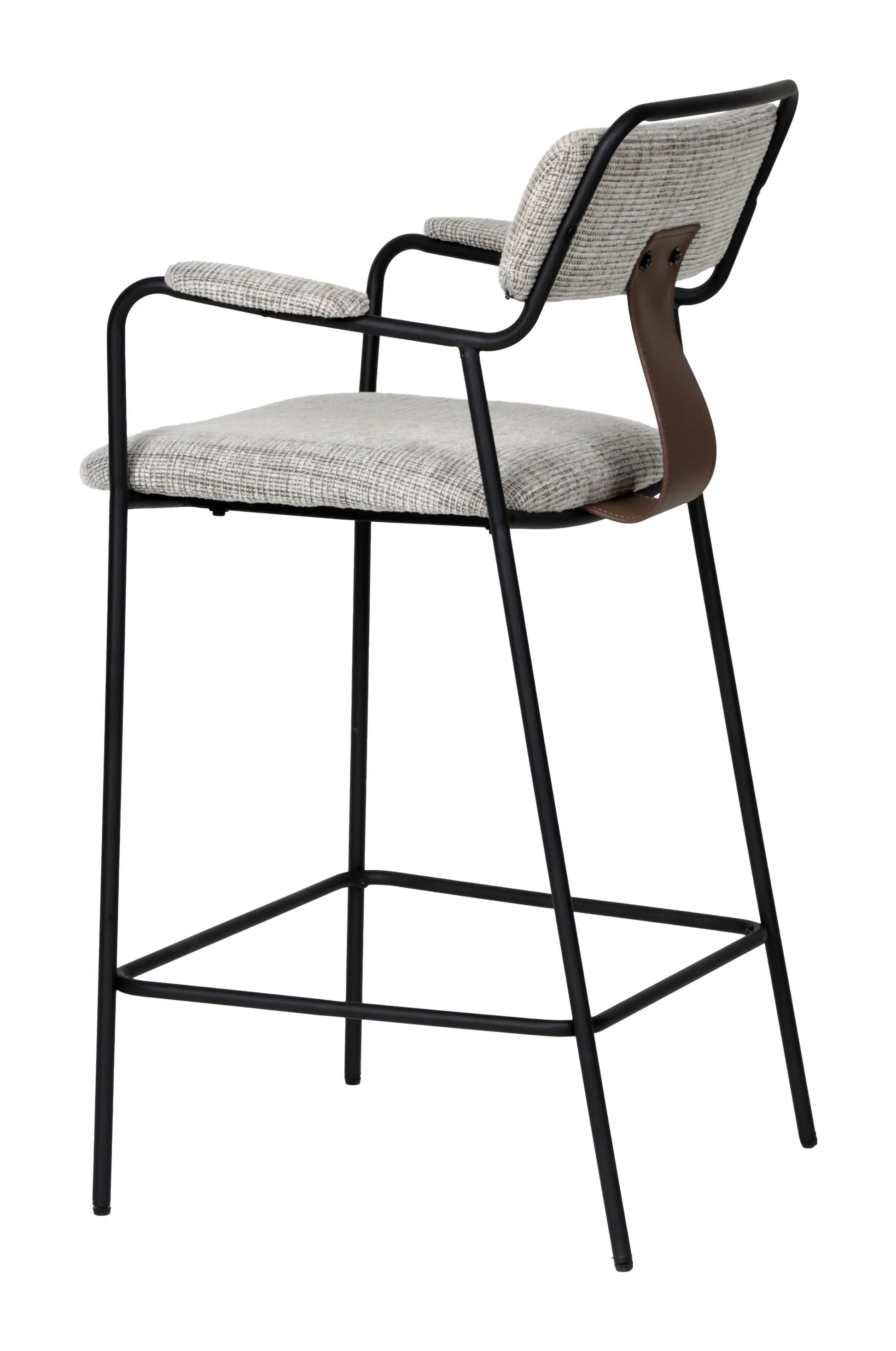 Rear angle view of the Couva Counter Stool Gray Tweed.