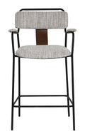 Straight-on front view of the Couva Counter Stool Gray Tweed.