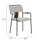Couva Dining Chair Gray Tweed with product dimensions