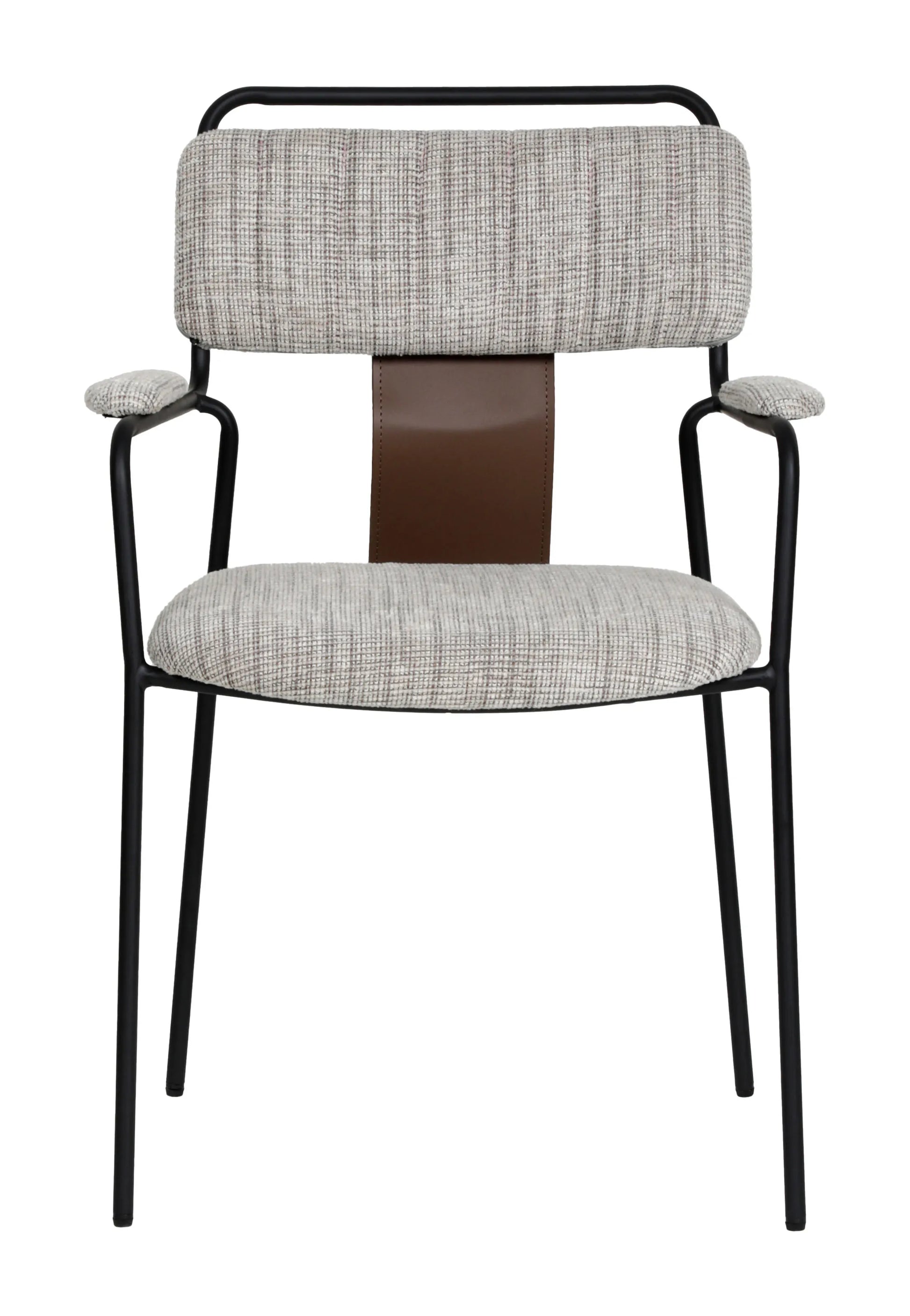 Straight-on front view of the Couva Dining Chair Gray Tweed