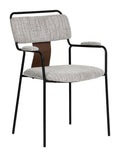 Isolated front angle view of the Couva Dining Chair Gray Tweed.
