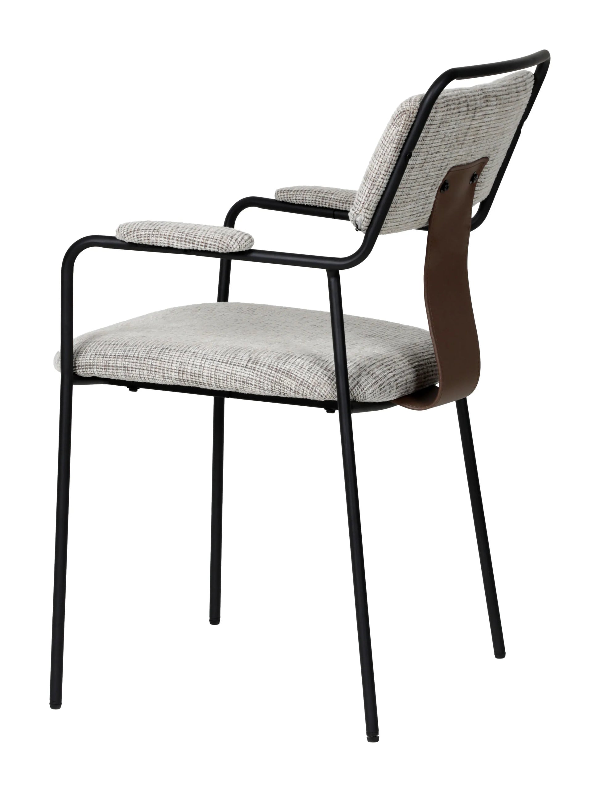Rear angle view of the Couva Dining Chair Gray Tweed.