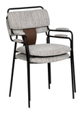 Couva Dining Chair Gray Tweed (Set of 2) stacked, showing the black frame and tweed fabric cushions.