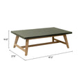 Dert coffee table with dimensions labeled on a white background