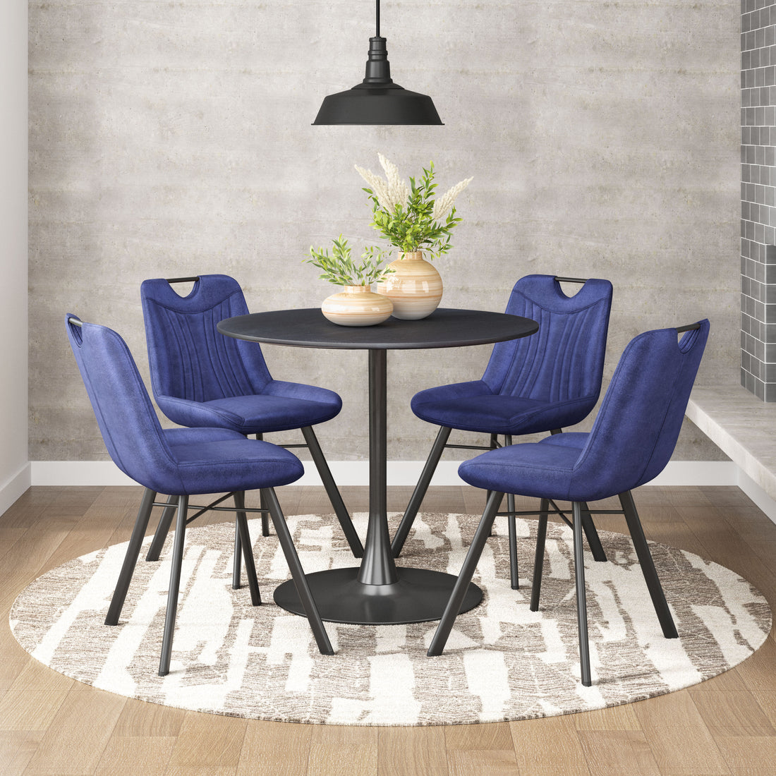 natural velvet accent table in a modern bedroom setting