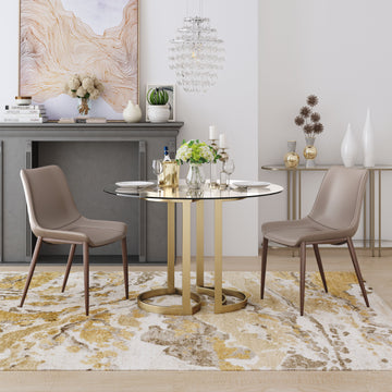 Magnus Dining Chair (Set of 2) Brown & Walnut styled for a transitional living room space.