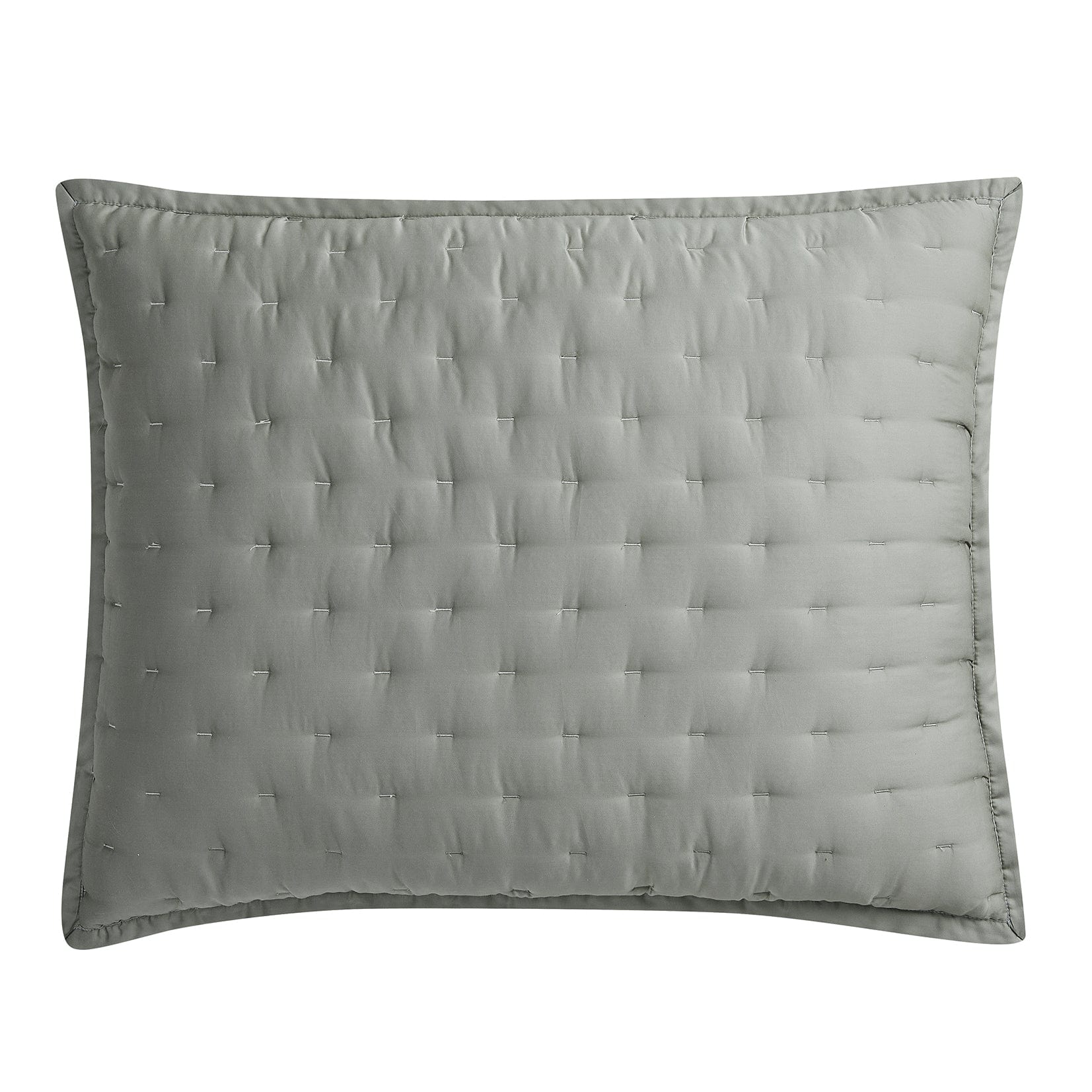 Gray quilted pillow on a white background
