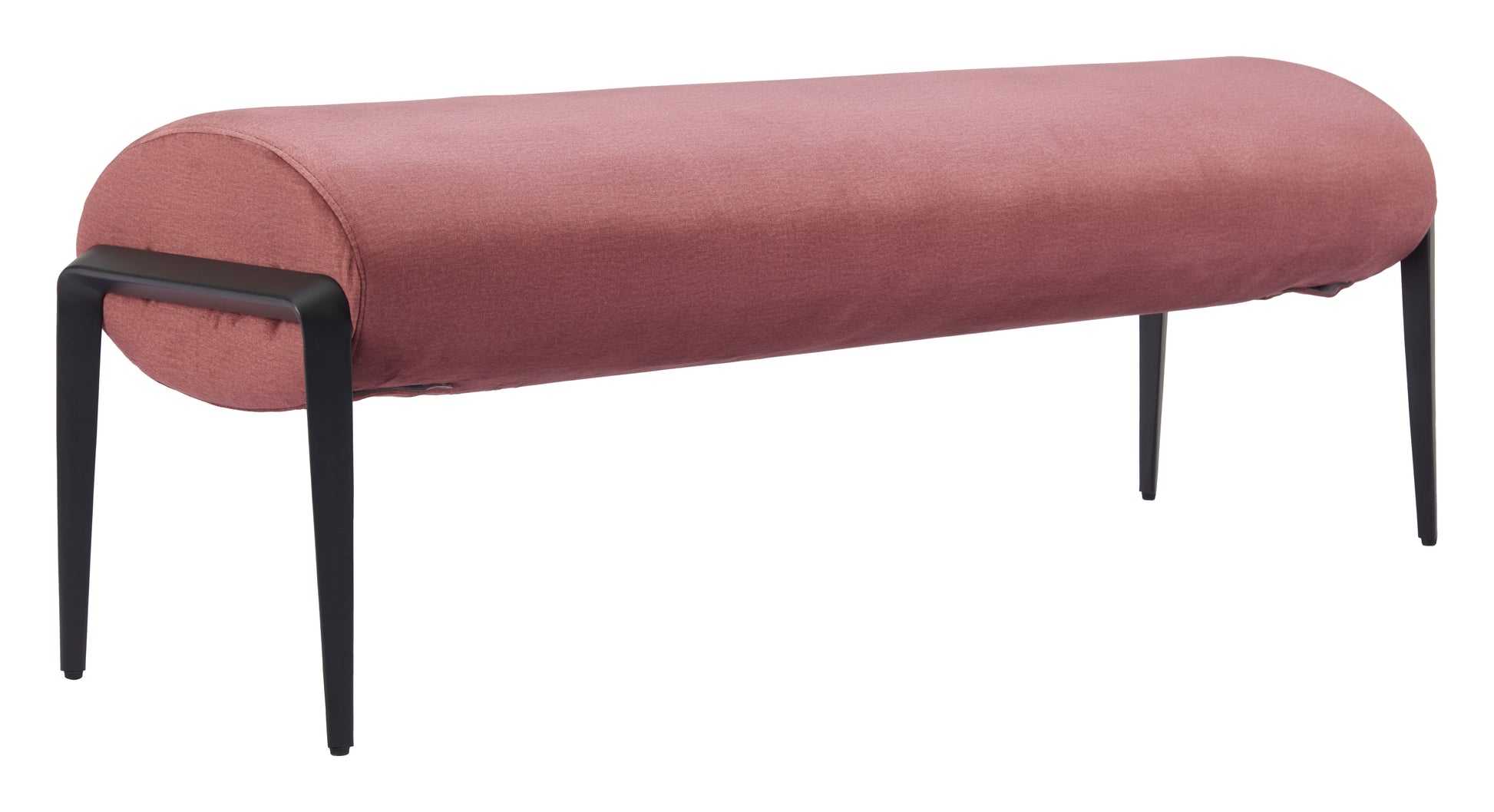 walnut linen bench styled in a minimalist elegant dining room