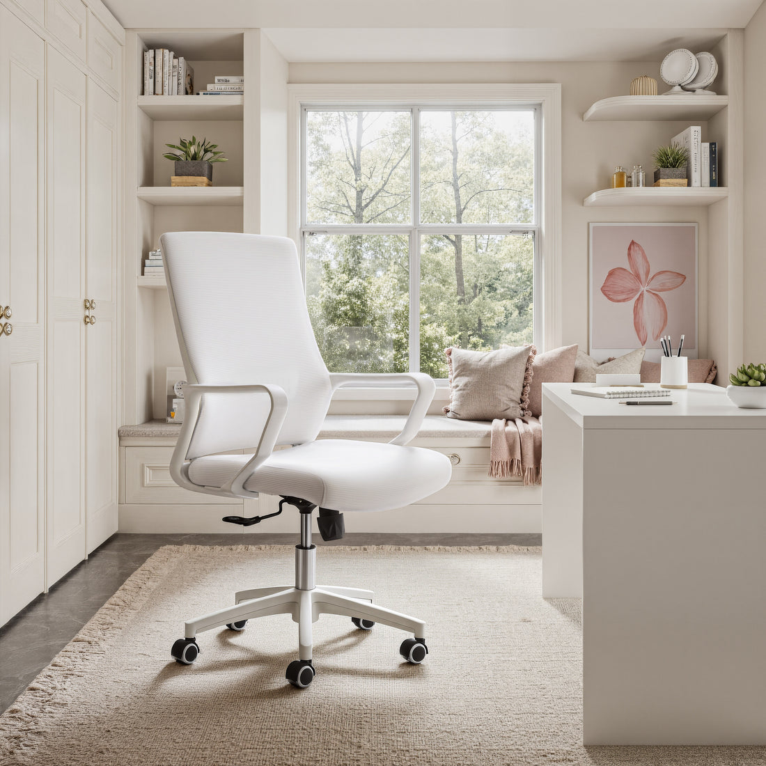 charcoal textured accent chair in a classic entryway setting