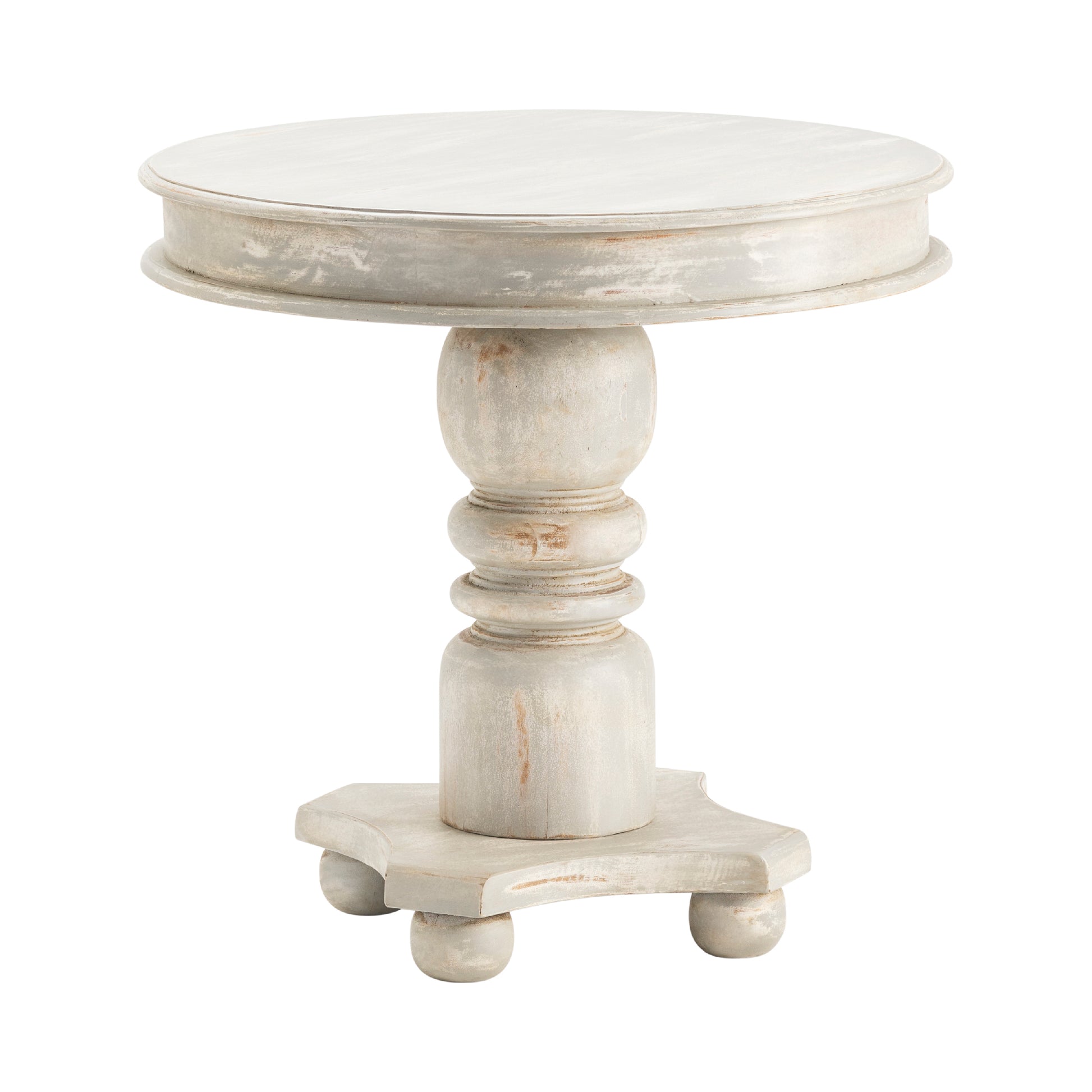 beige plush accent table in a farmhouse contemporary bedroom setting