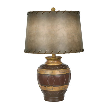 natural velvet table lamp in a farmhouse contemporary bedroom setting