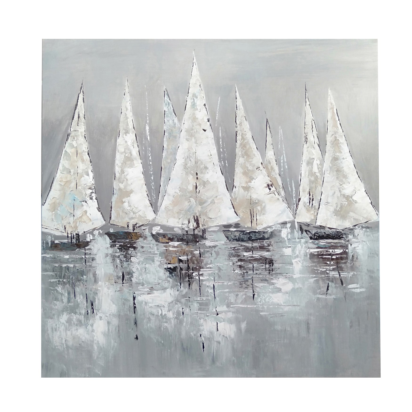 Pacific Sails contemporary canvas artwork displayed in a modern living room setting