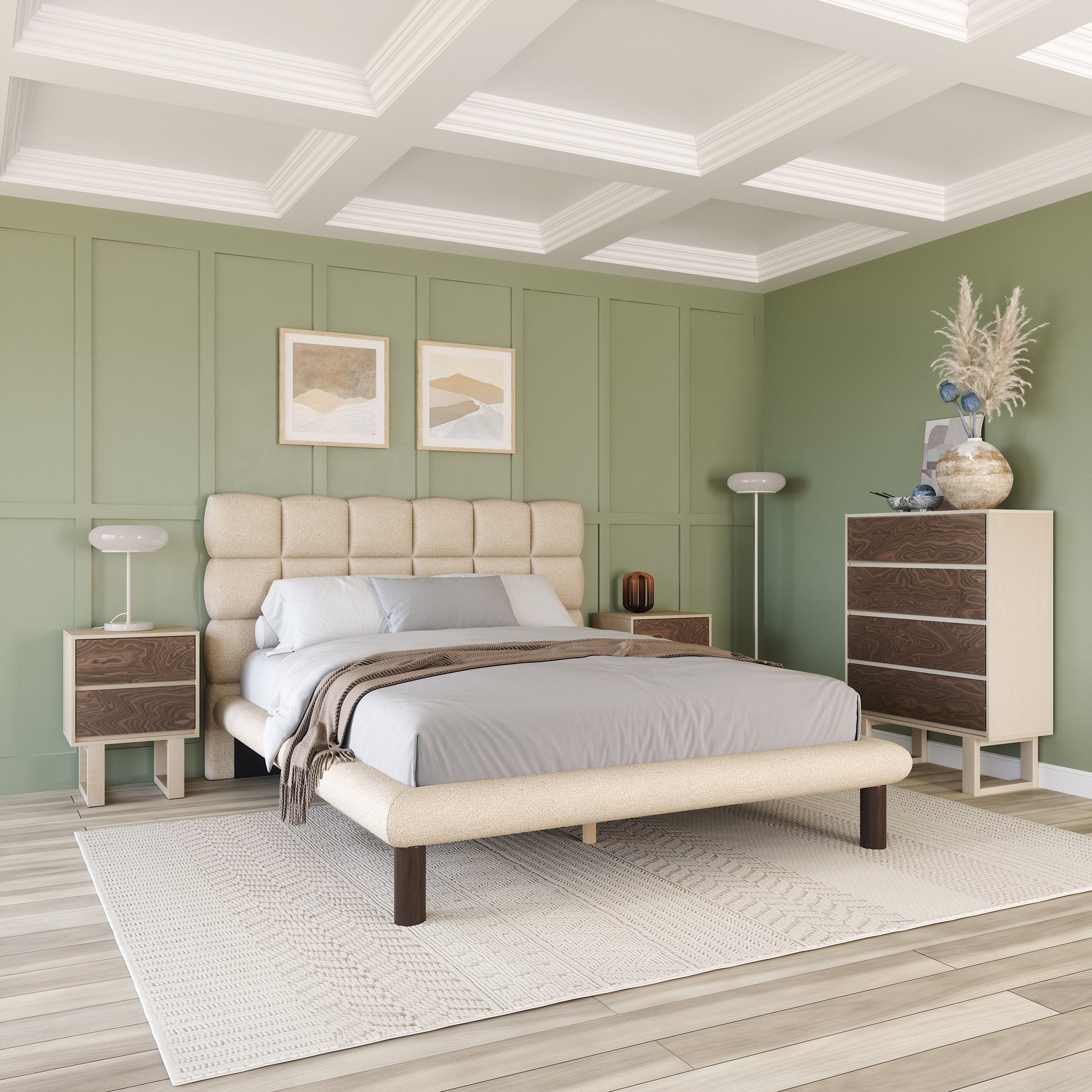 white brushed home dŽcor piece in a transitional living room setting