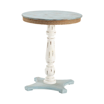 natural velvet accent table in a refined master bedroom setting