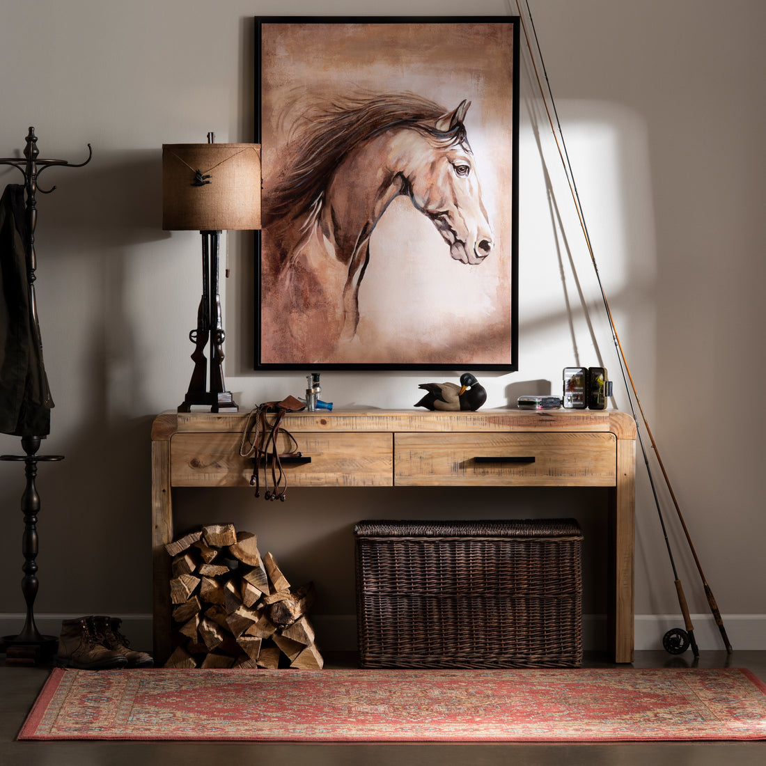 ivory cotton accent table in a contemporary cozy bedroom setting