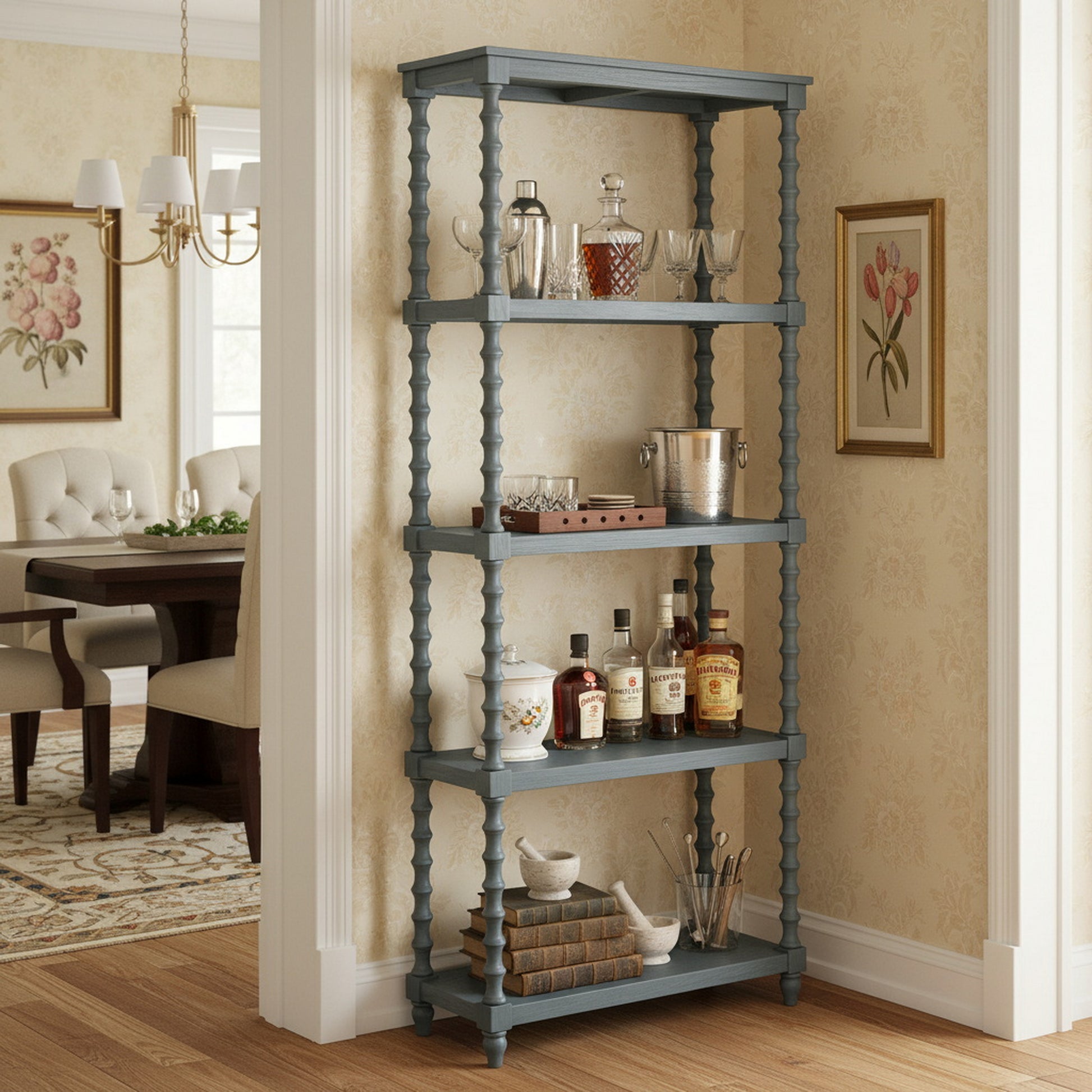 earth-toned fabric wall shelf in a modern bedroom setting