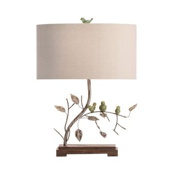 ivory cotton table lamp in a minimalist dining room setting