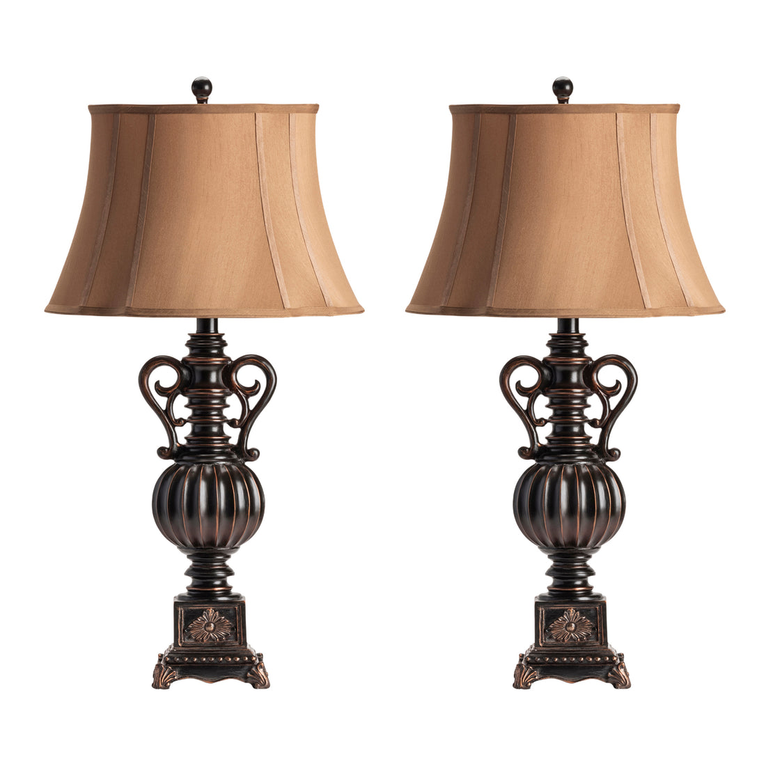 warm-toned soft table lamp in a contemporary cozy bedroom setting
