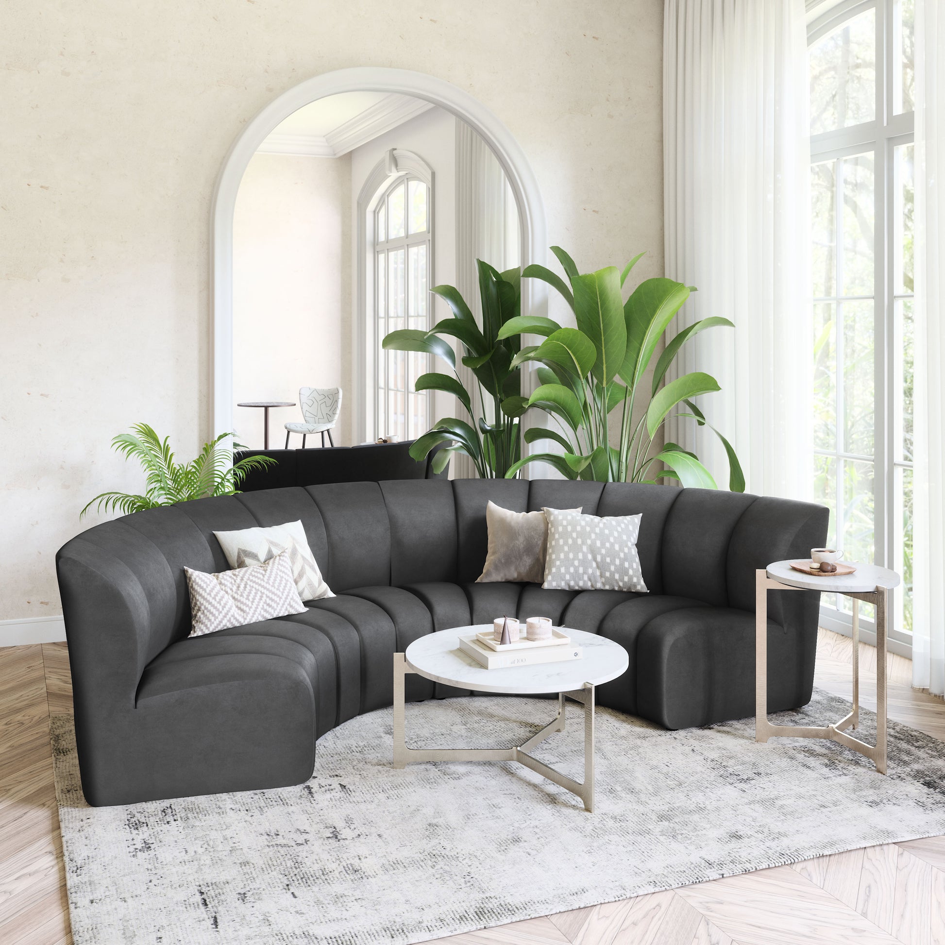 neutral-toned linen home dŽcor piece in a contemporary cozy bedroom setting