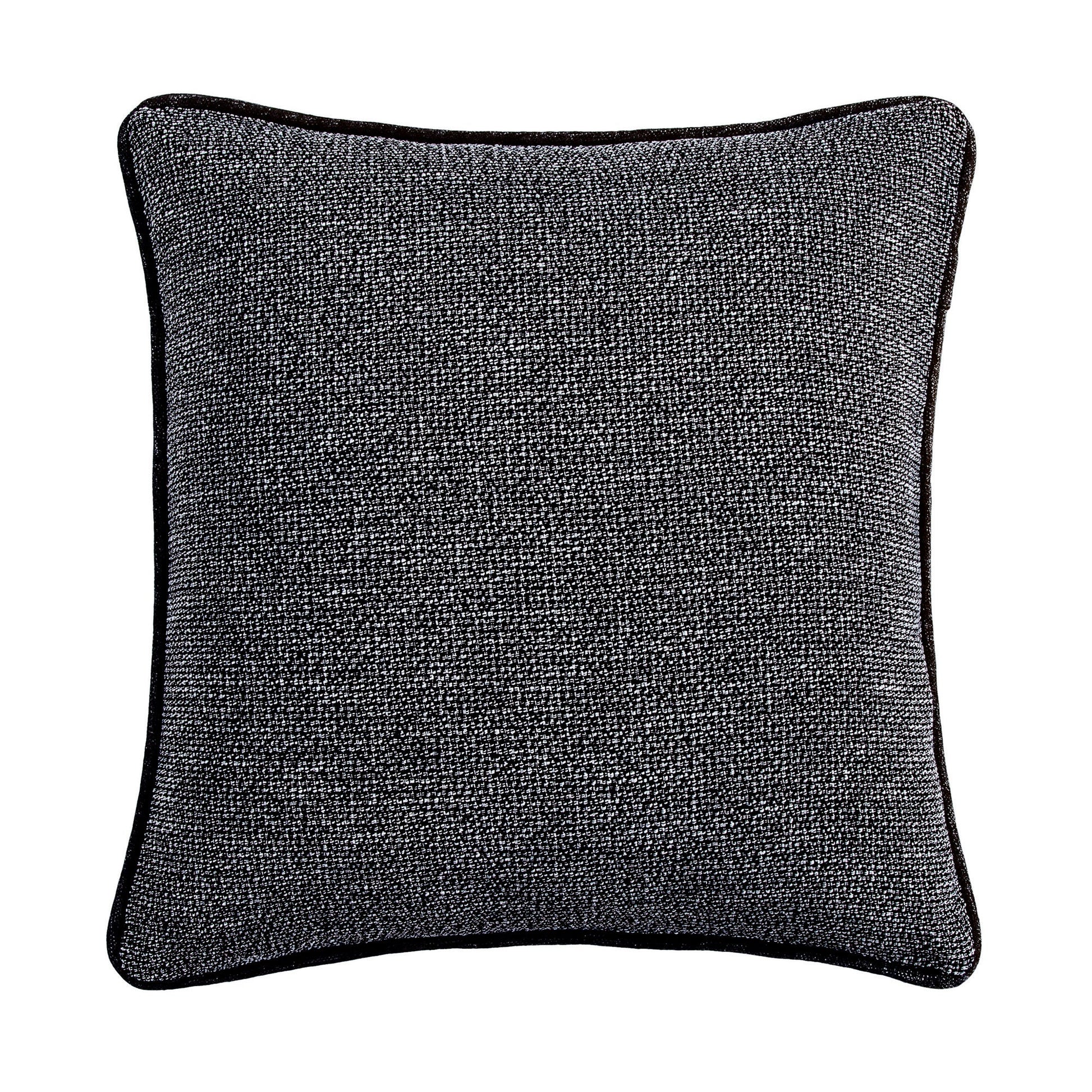 cream brushed metal pillow sham styled in a mid-century minimalist entryway