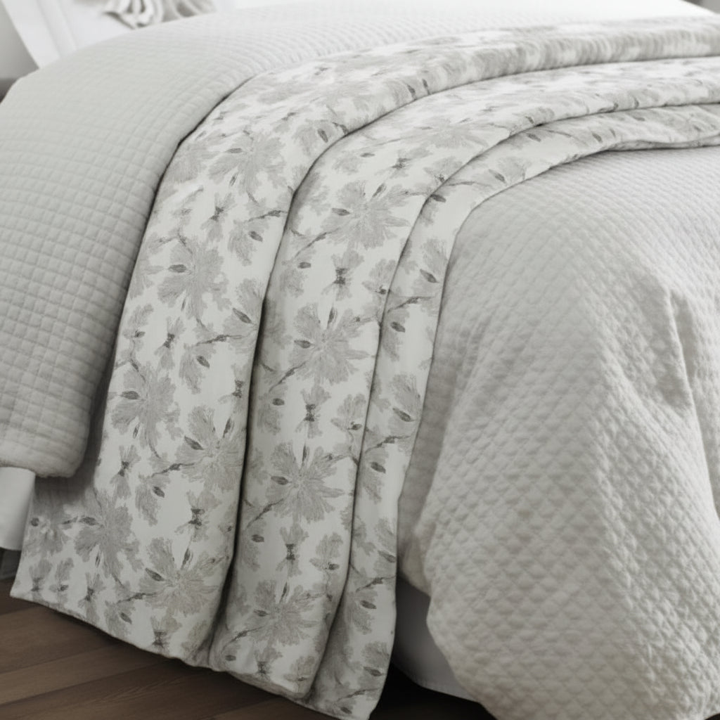 soft gray solid wood duvet cover styled in a modern modern living room
