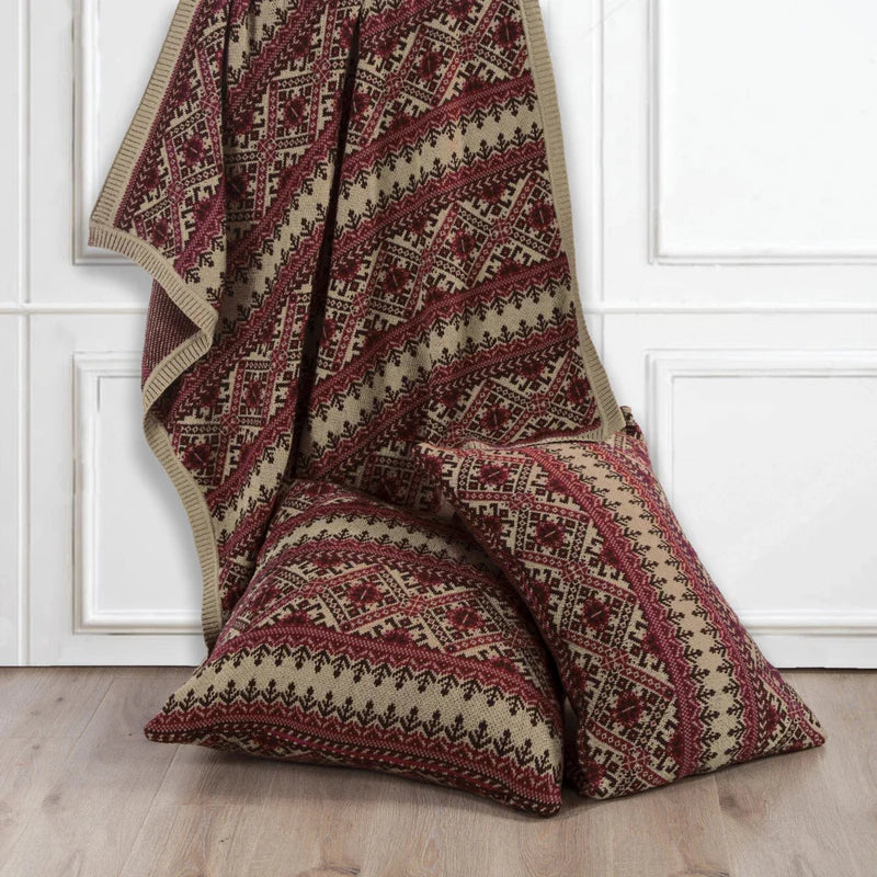 rustic brown marble pillow sham styled in a transitional serene master suite