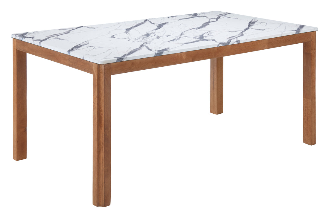 earth-toned marble dining table styled in a transitional serene master suite