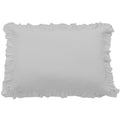 White pillow with ruffled edges on a white background
