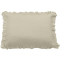 Beige pillow with ruffled edges on a white background