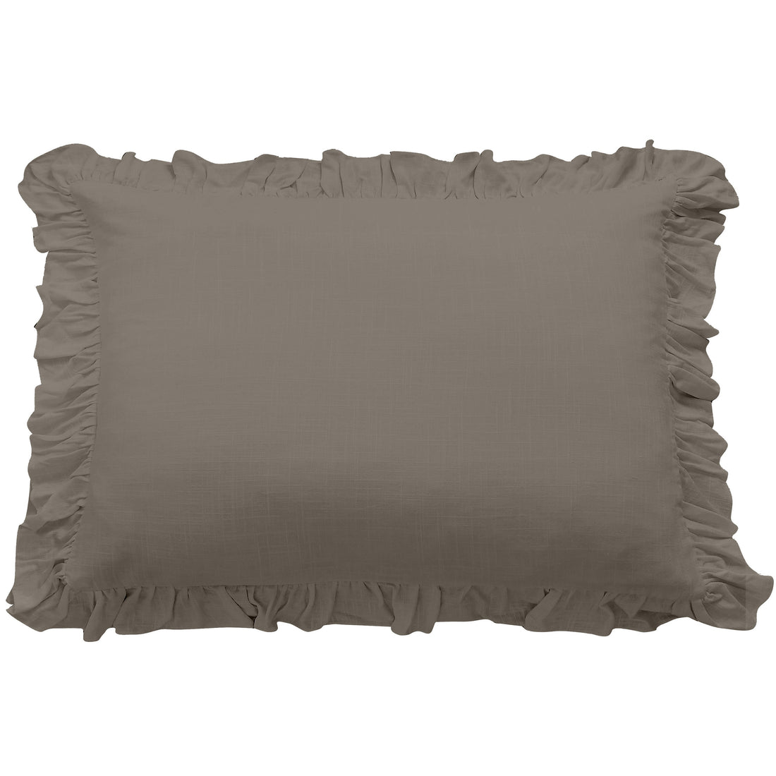 soft gray solid wood decorative pillow styled in a farmhouse chic modern living room