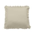 Beige pillow with ruffled edges on a white background