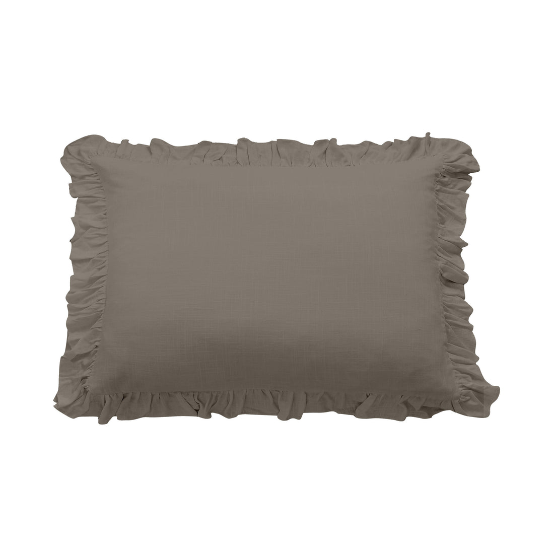 matte black linen decorative pillow styled in a coastal elegant dining room