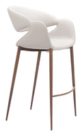 Limay Barstool Beige & Walnut with wooden legs on a white background