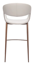 Limay Barstool with Beige seat and backrest and wooden legs on a white background