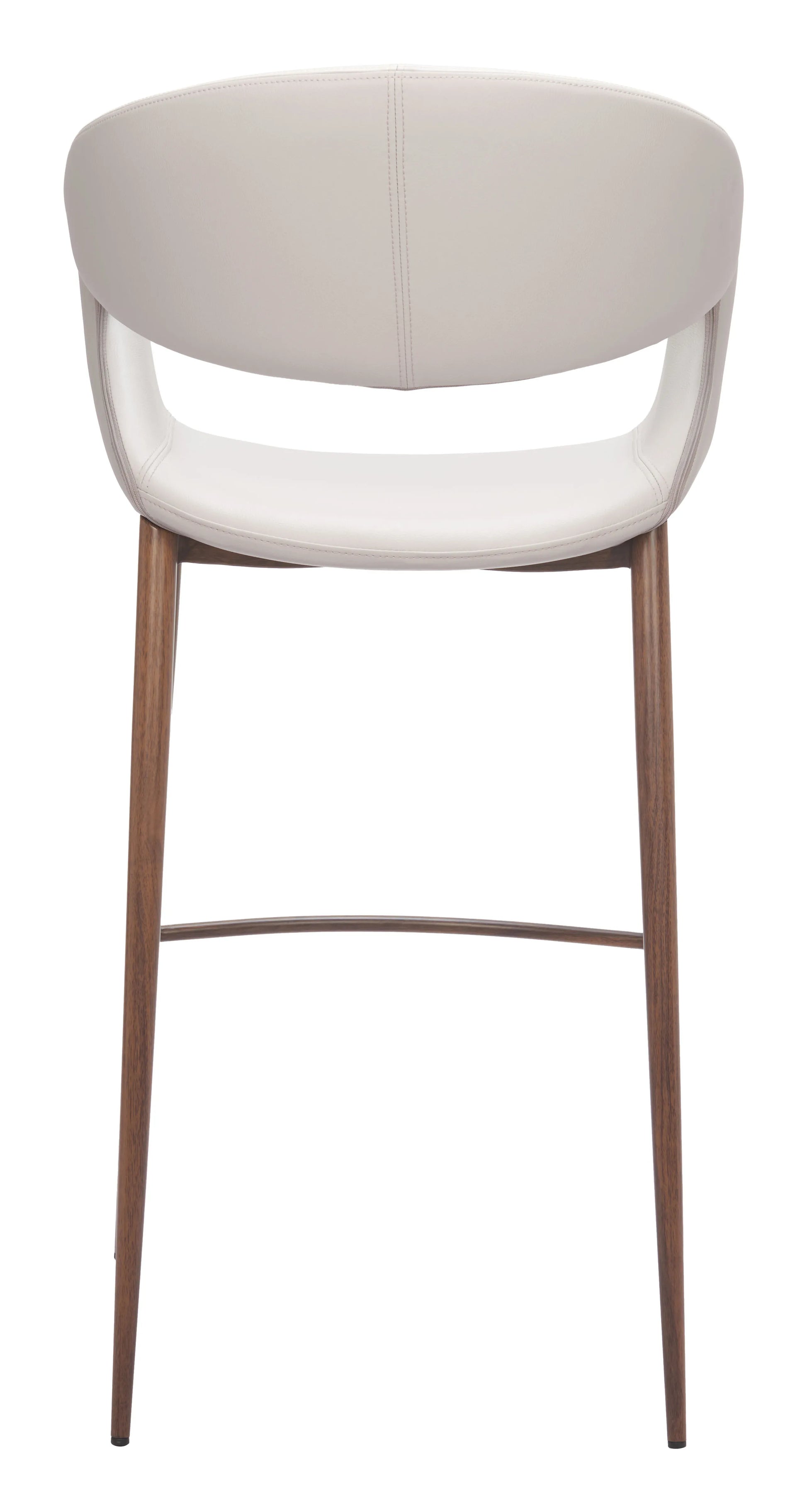 Limay Barstool with Beige seat and backrest and wooden legs on a white background