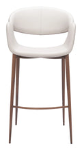 Limay Barstool Beige bar stool with wooden legs on a white background
