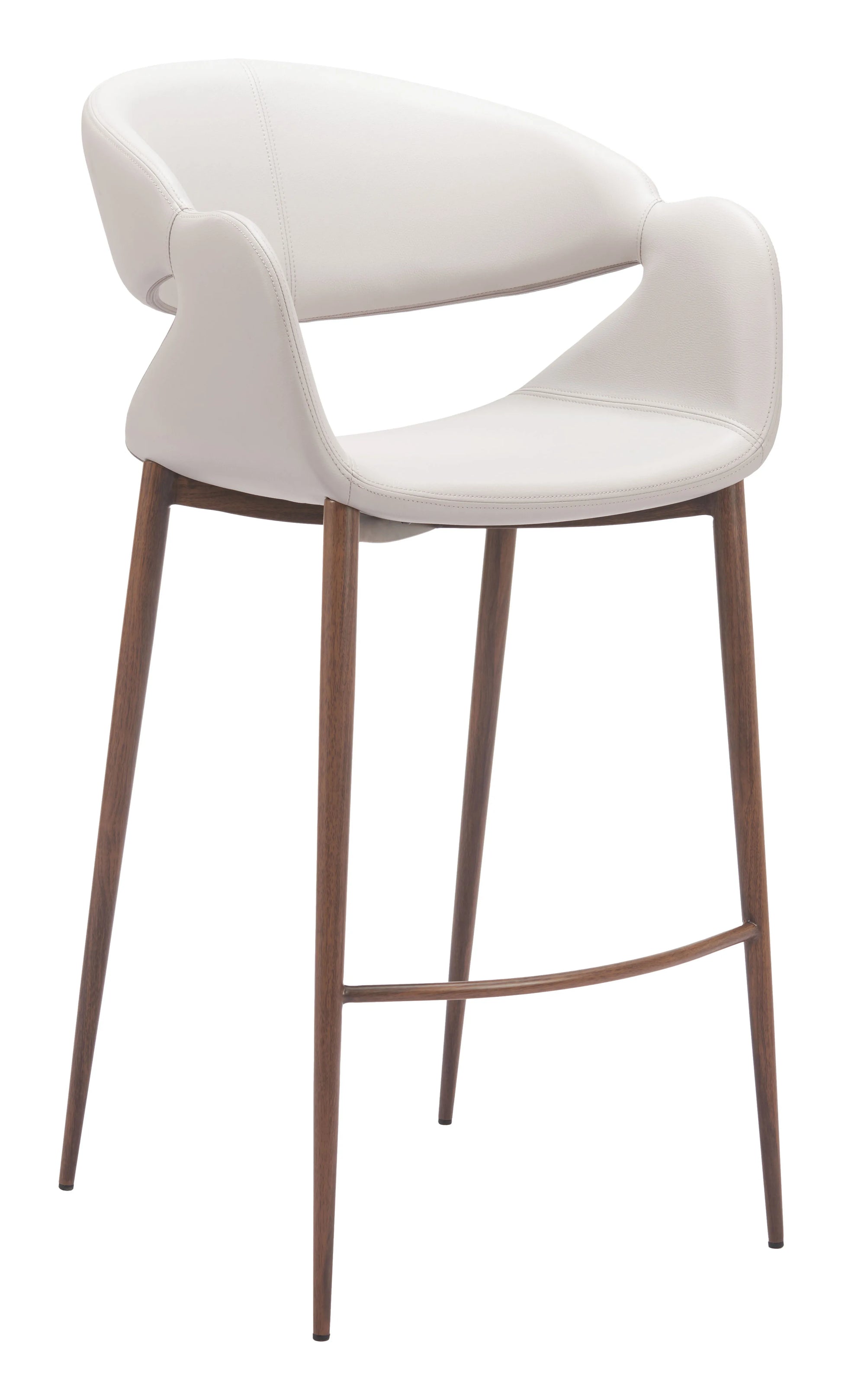 Limay Barstool Beige & Walnut legs on a white background